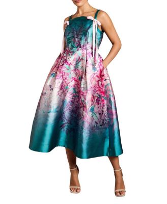 Women's Strappy Bow Detail Twill Midi Dress