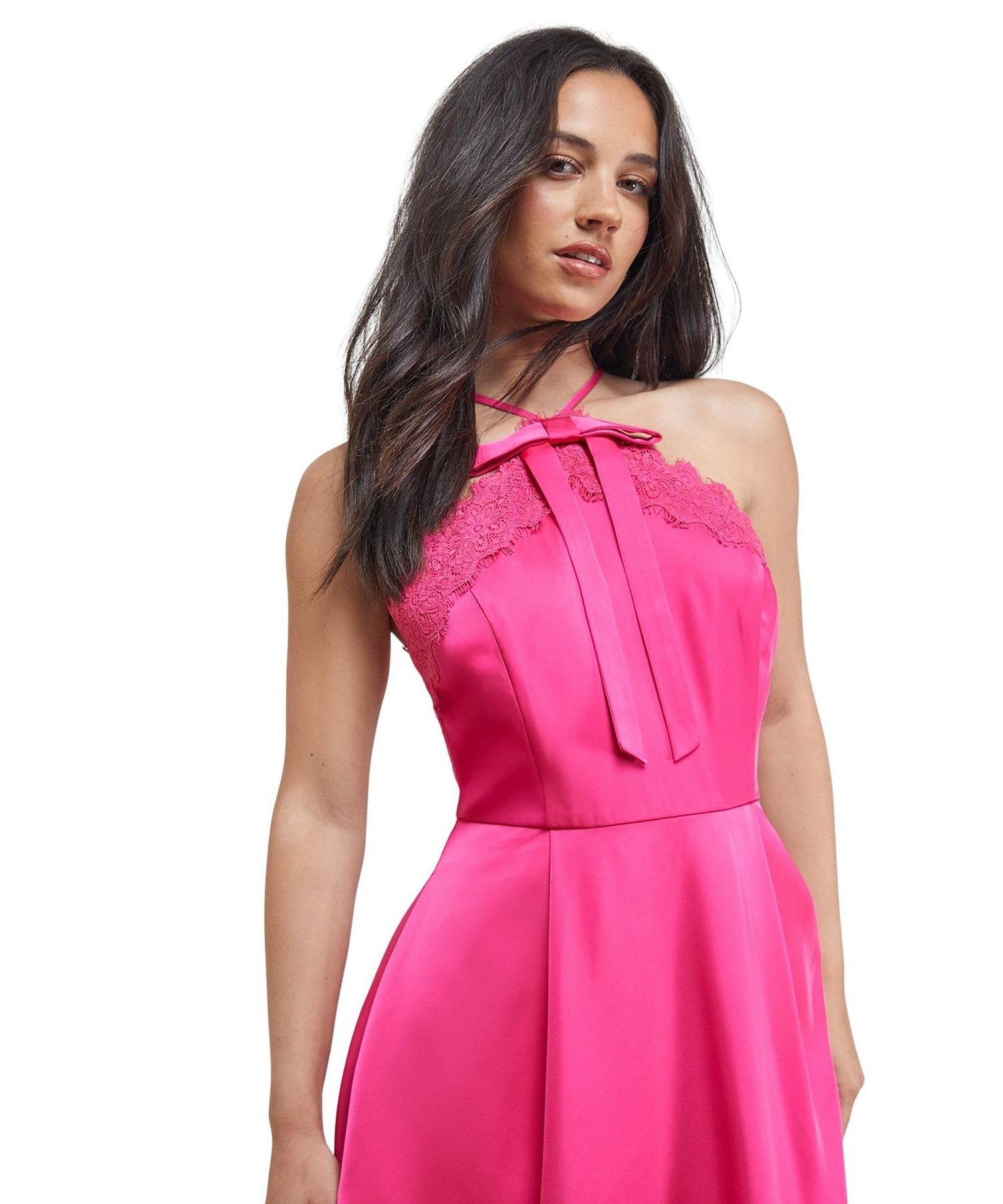Women's Lace Detail Midi Prom Dress