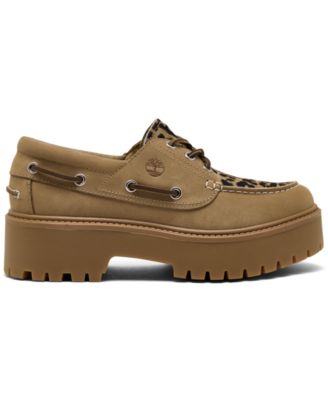 Women's Stone Street 3-Eye Leopard Print Platform Boat Shoes from Finish Line