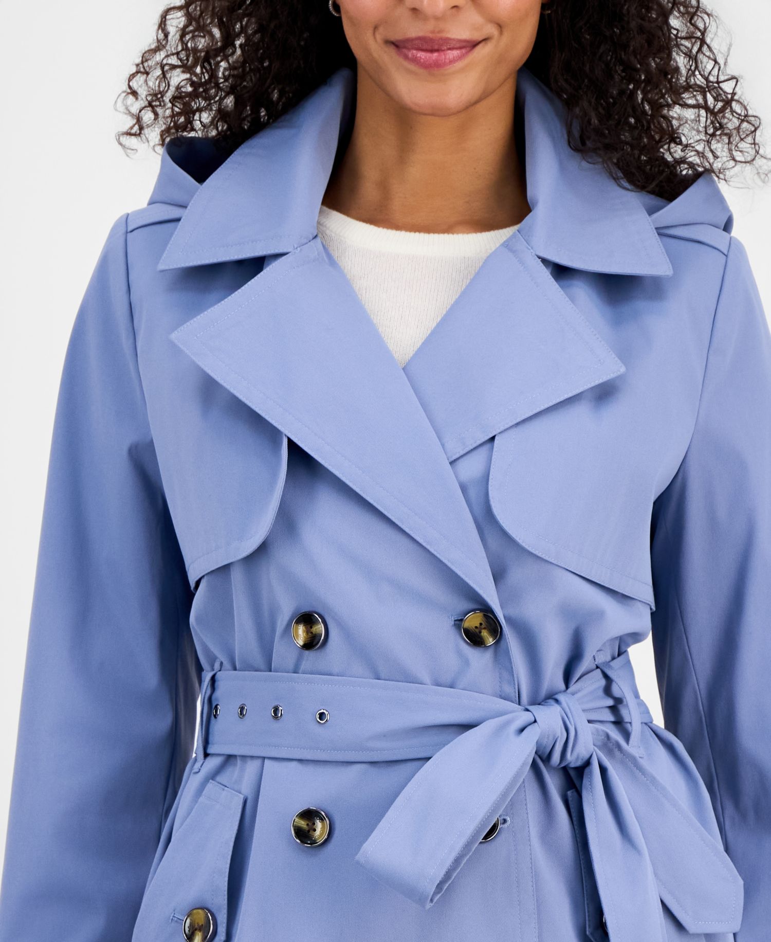 Women's Short Double-Breasted Belted Trench Coat