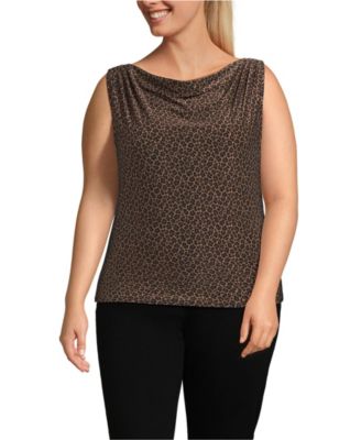 Women's Plus Size Sleeveless Silky Knit Drape Front Top