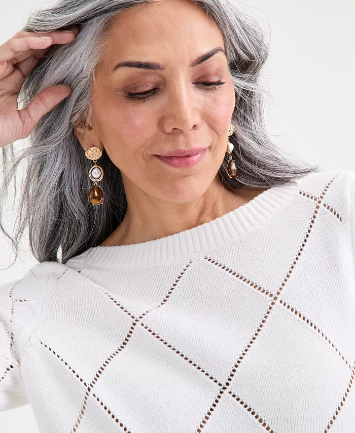 Women's Pointelle Boat-Neck Sweater - thumbnail 9