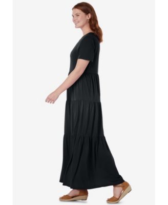 Plus Size Short-Sleeve Tiered Dress