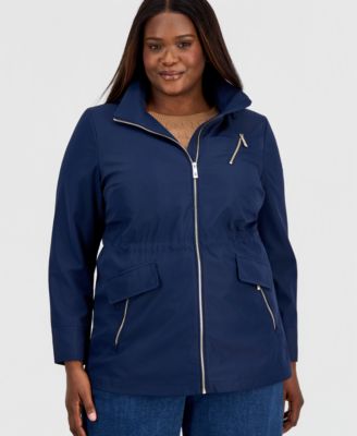 Plus Size Zip-Front Hooded Anorak
