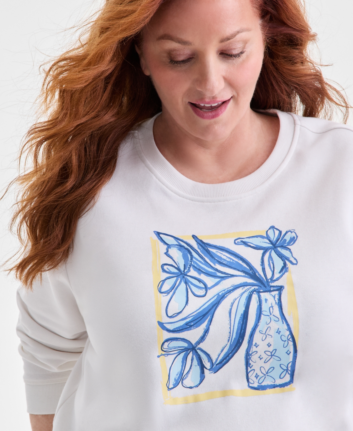 Style & Co Plus Graphic Fleece Sweatshirt, Macy's Exclusive