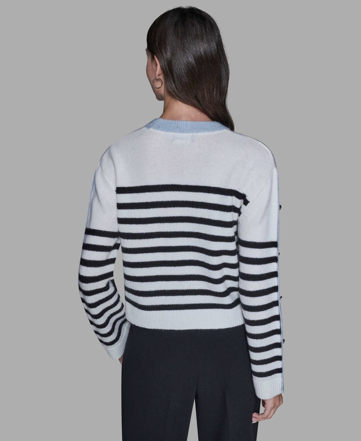 Karl Lagerfeld Women's Striped Crewneck Sweater In Multi