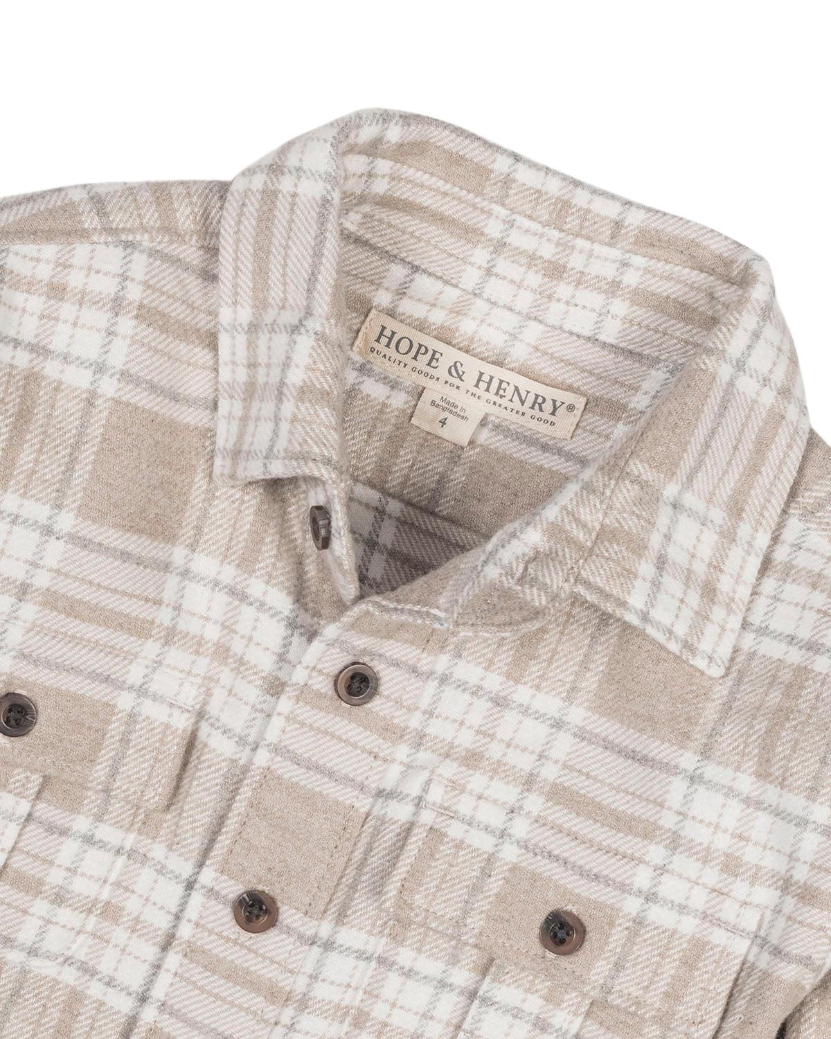 Hope & Henry Toddler Boys Organic Long Sleeve Flannel Shirt with Double Flap Pockets