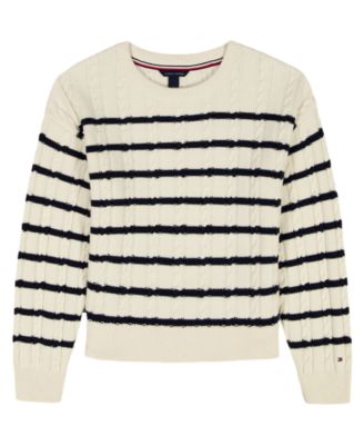 Tommy Hilfiger Girls 7-16 Breton Stripe Long-Sleeve Cable Sweater - Ivory 16$