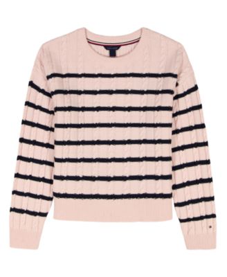 Girls 7-16 Breton Stripe Long-Sleeve Cable Sweater