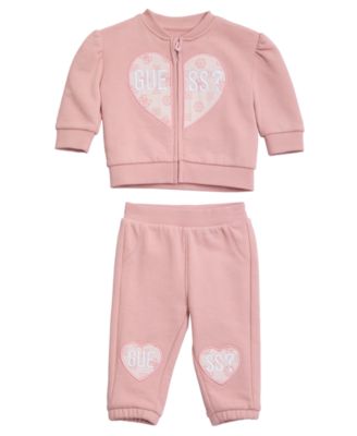 GUESS - Baby Girls 2-Piece Long-Sleeve Zip-Up Sweatshirt and Sweatpants Set