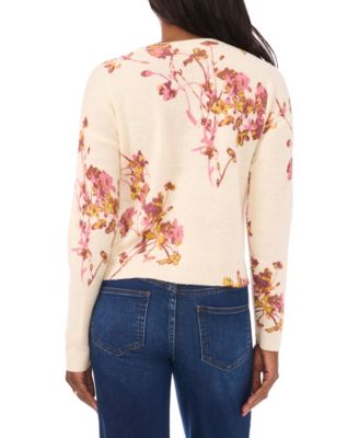 Women's Crewneck Floral Long-Sleeve Sweater