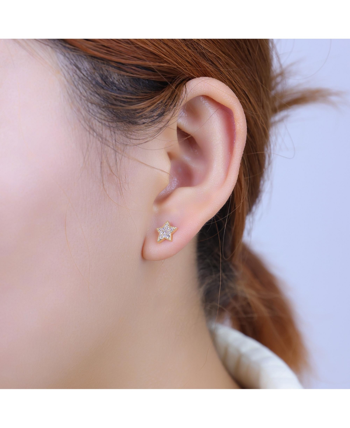 Disney Minnie Mouse Cubic Zirconia Earring Set In Gold