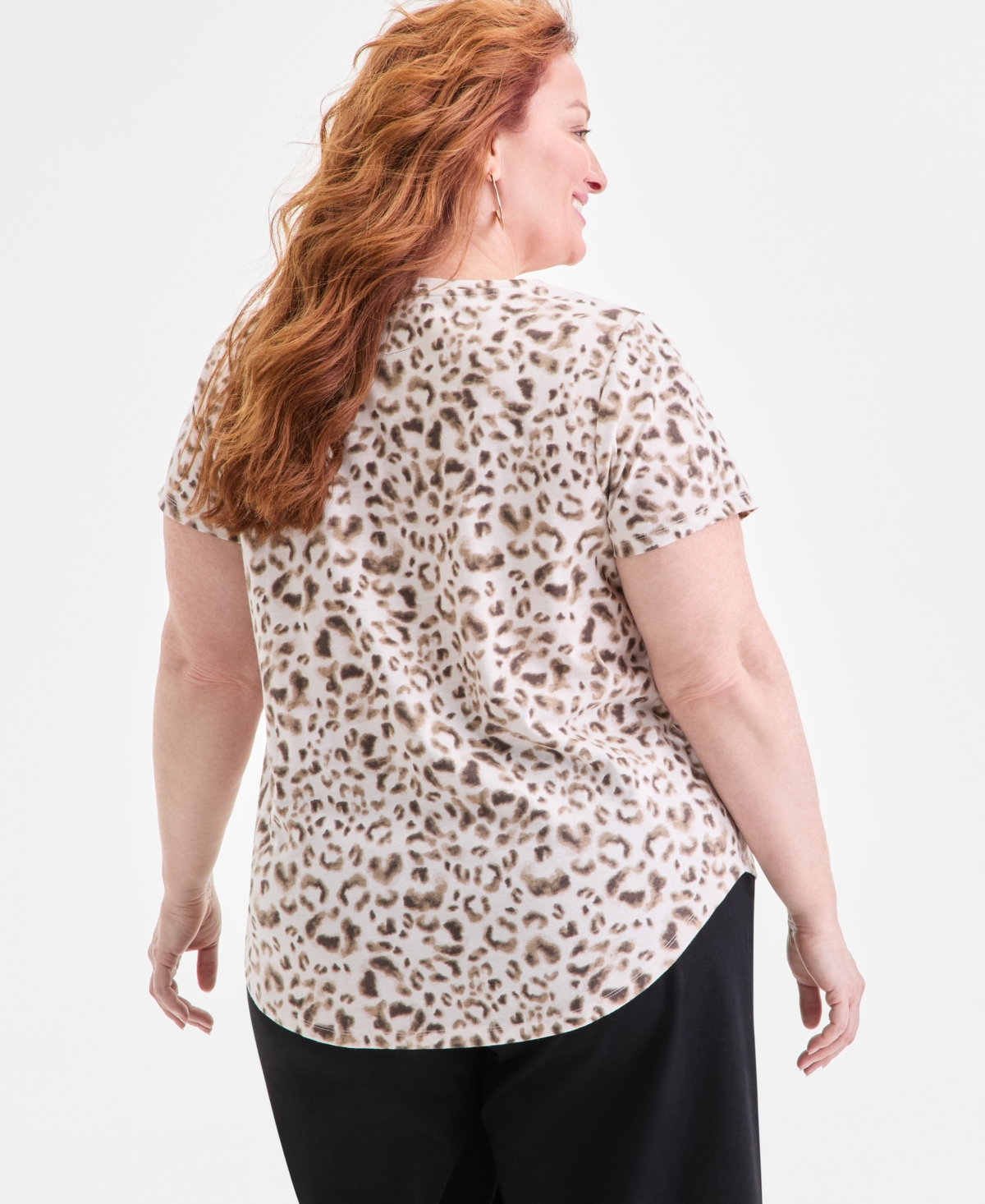 Style & Co Plus Size Perfect V-neck T-shirt, Macy's Exclusive In Multi