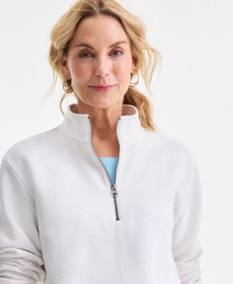 Women's Textured Mock-Neck Quarter-Zip Sweatshirt
