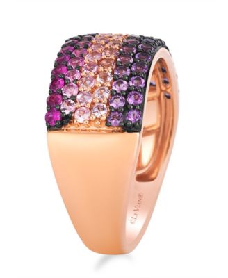 Amethyst (0.53 ct. t.w.) and Pink Sapphire (0.87 ct. t.w.) Ombre Ring in 14k Strawberry Gold