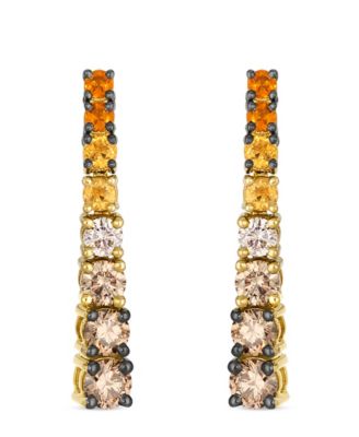 Diamond (0.62 ct. t.w.) and citrine ombre (0.18 ct. t.w.) Earrings in 14k Honey Gold