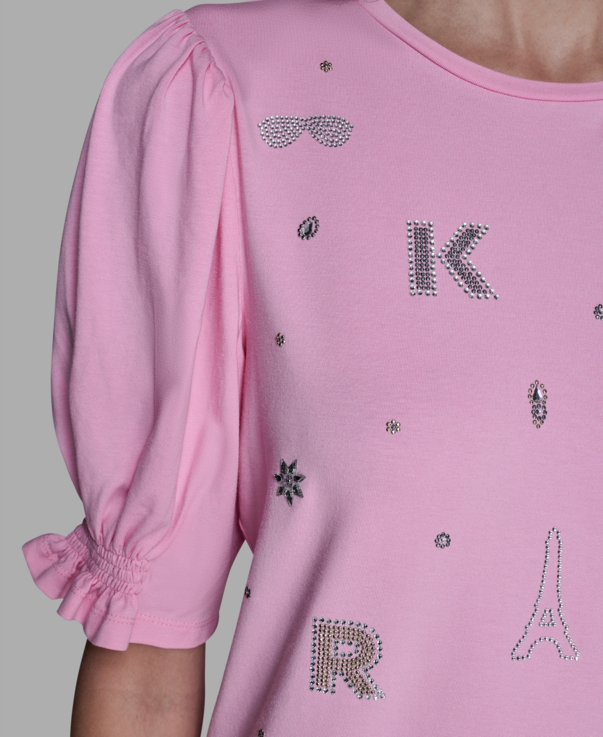 Karl Lagerfeld Women's Puff Sleeves T-shirt In Pink