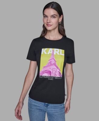 KARL LAGERFELD PARIS - Women's Eiffel Tower Printed Short-Sleeve T-Shirt
