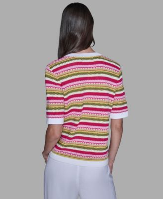 Women's Stripe Knitted Crewneck Top
