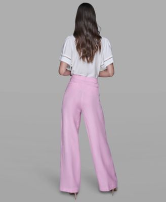 Women's Linen-Blend Straight Pocket Detail Pants