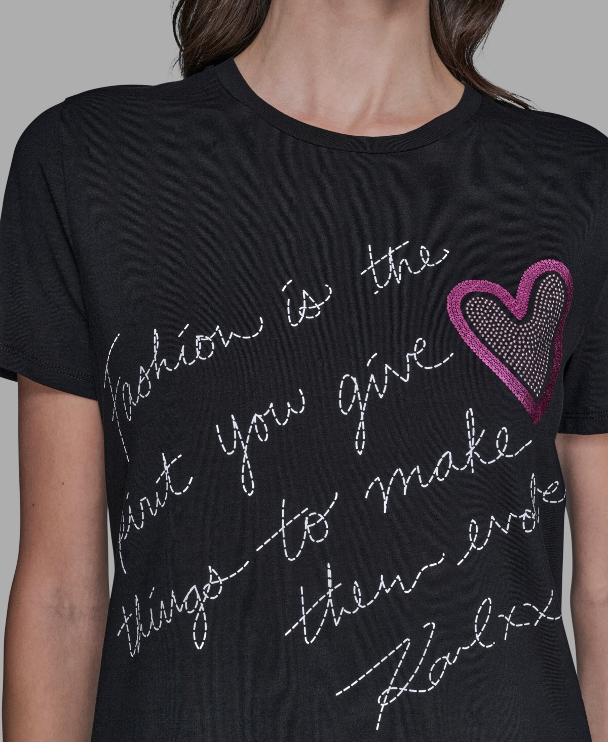 Karl Lagerfeld Paris Women's Printed Short-Sleeve T-Shirt