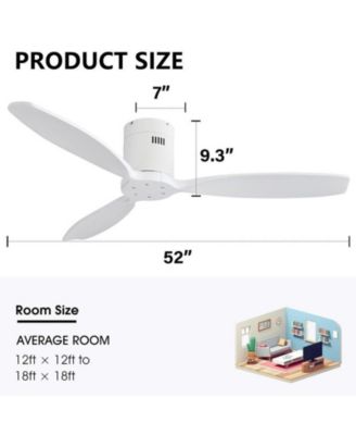 52-inch Modern 3-Blade Flush Mount with Remote Control and Timing Function Ceiling Fan