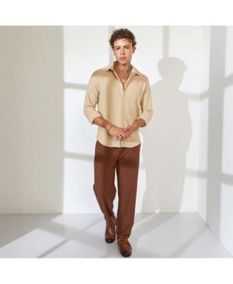 Men's Butter Yellow Stripe-Creased Shirt