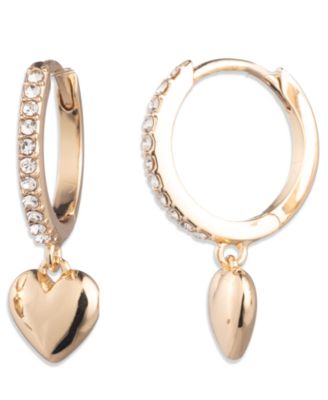 Lauren Ralph Lauren - Glass Stone Puffy Heart Huggie Earrings