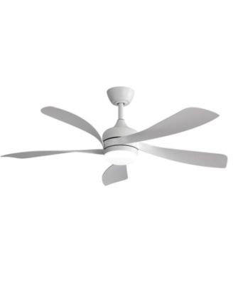 52-inch Minimalist White 5-Blade Flush Mount with Remote Control and Led Light