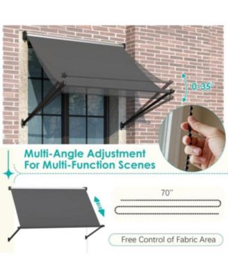 Retractable Awning, 65"x80" Manual Outdoor Awnings for Door Entrance, Sun Shade Canopy