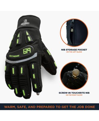 Men's Extreme Freezer Gloves with Touch-Rite Nib - Insulated, Impact Protection, Touchscreen Compatible Work Gloves for -30°F