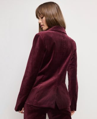 Women's Long Sleeve Velvet Sculpted Blazer, Regular and Plus Size