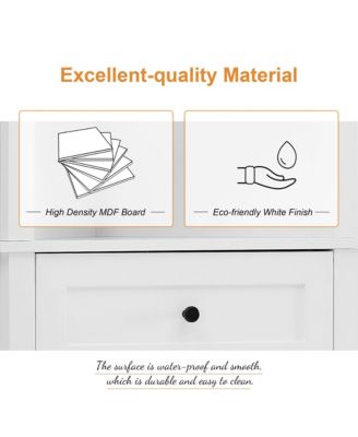   Triangle Tall Cabinet with 3 Drawers and Adjustable Shelves for Bathroom, Kitchen or Living Room, MDF Board with Painted Finish