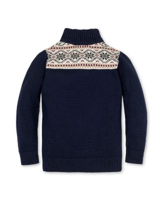 Little and Big Boys' Organic Mock Neck Intarsia Sweater