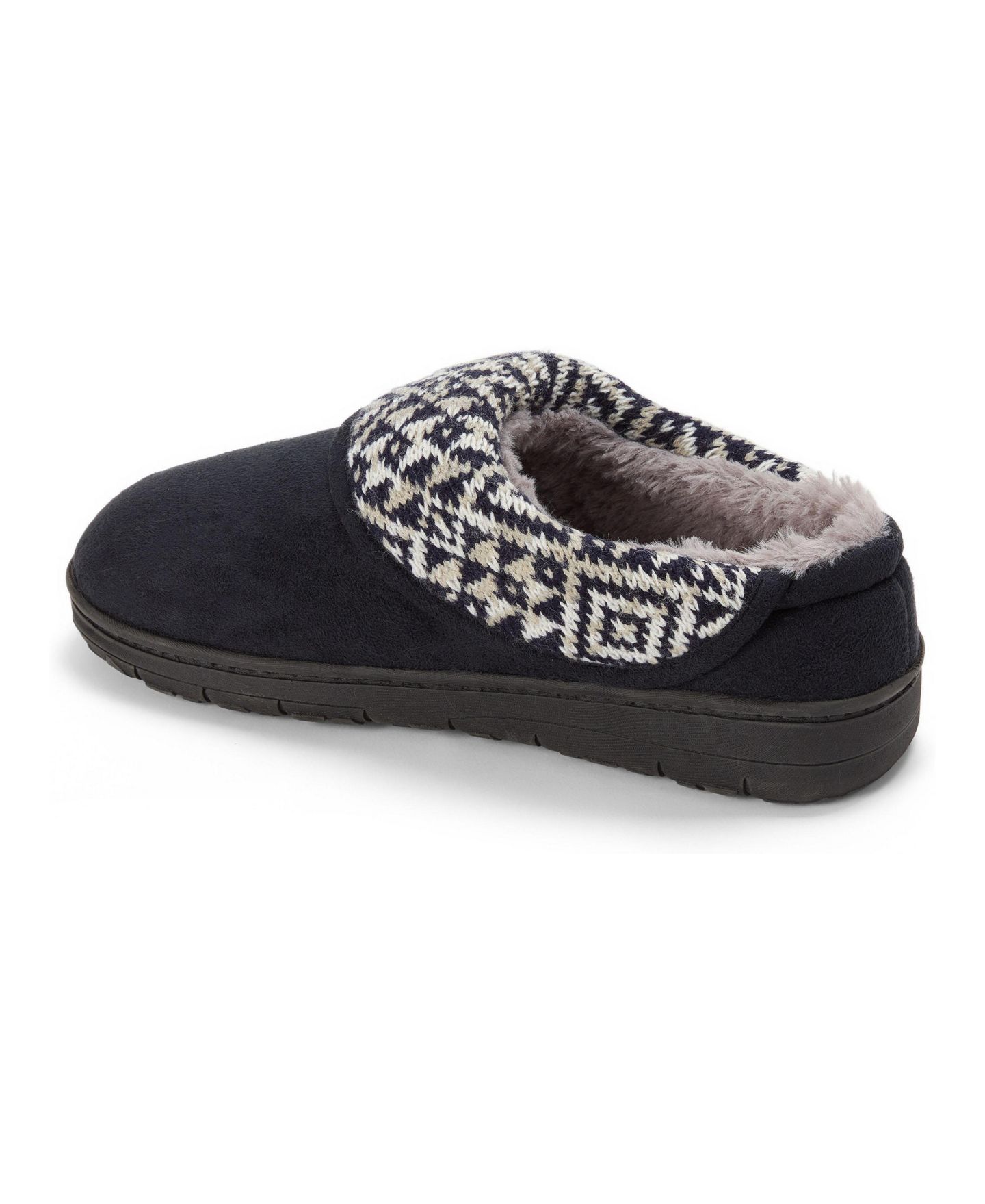 Женские сабо Dearfoams Elsie Foldover Cuff Microsuede Clog Slipper, цвет: Чёрный — фото 2