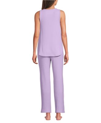 Women's Brushed Cozy Waffle Jersey 3 Piece Pajama Set - Tank Top Pant and Robe