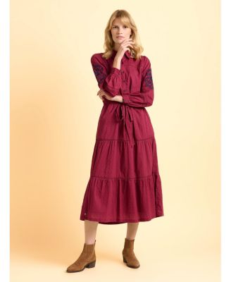 Women's Embers Long Sleeve Tie Waist Midi Dress