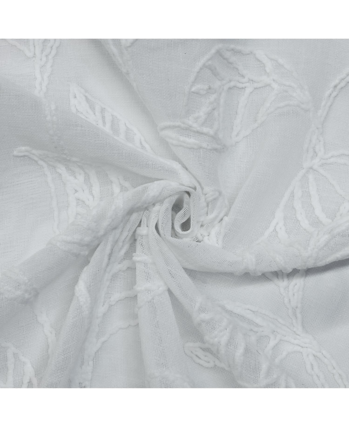 Habitat 100% Polyester Lausanne Sheer Chenille Leaf Delightful Texture Grommet Curtain Panel 52" x 84" Off White