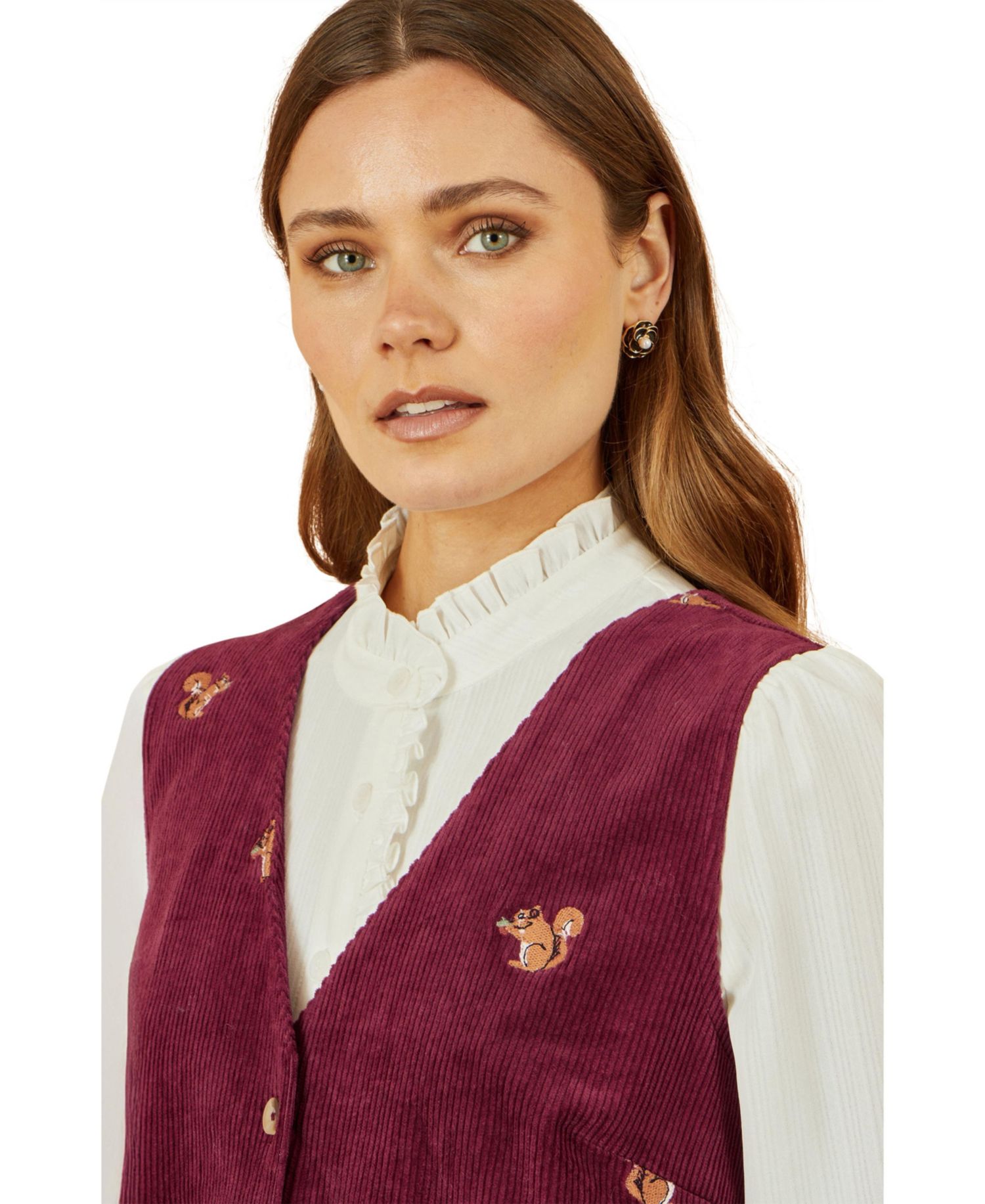 Women's V-Neck Cord Pinafore Dress