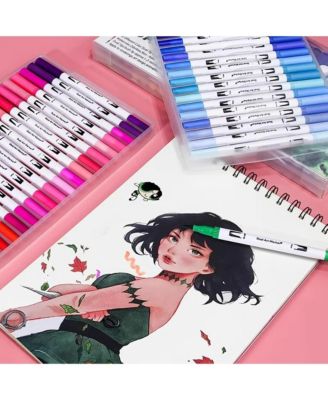 24 Colors Art Markers, Colorful Watercolor Fineliners for Painting Stationery Coloring, Comics Art Supplies