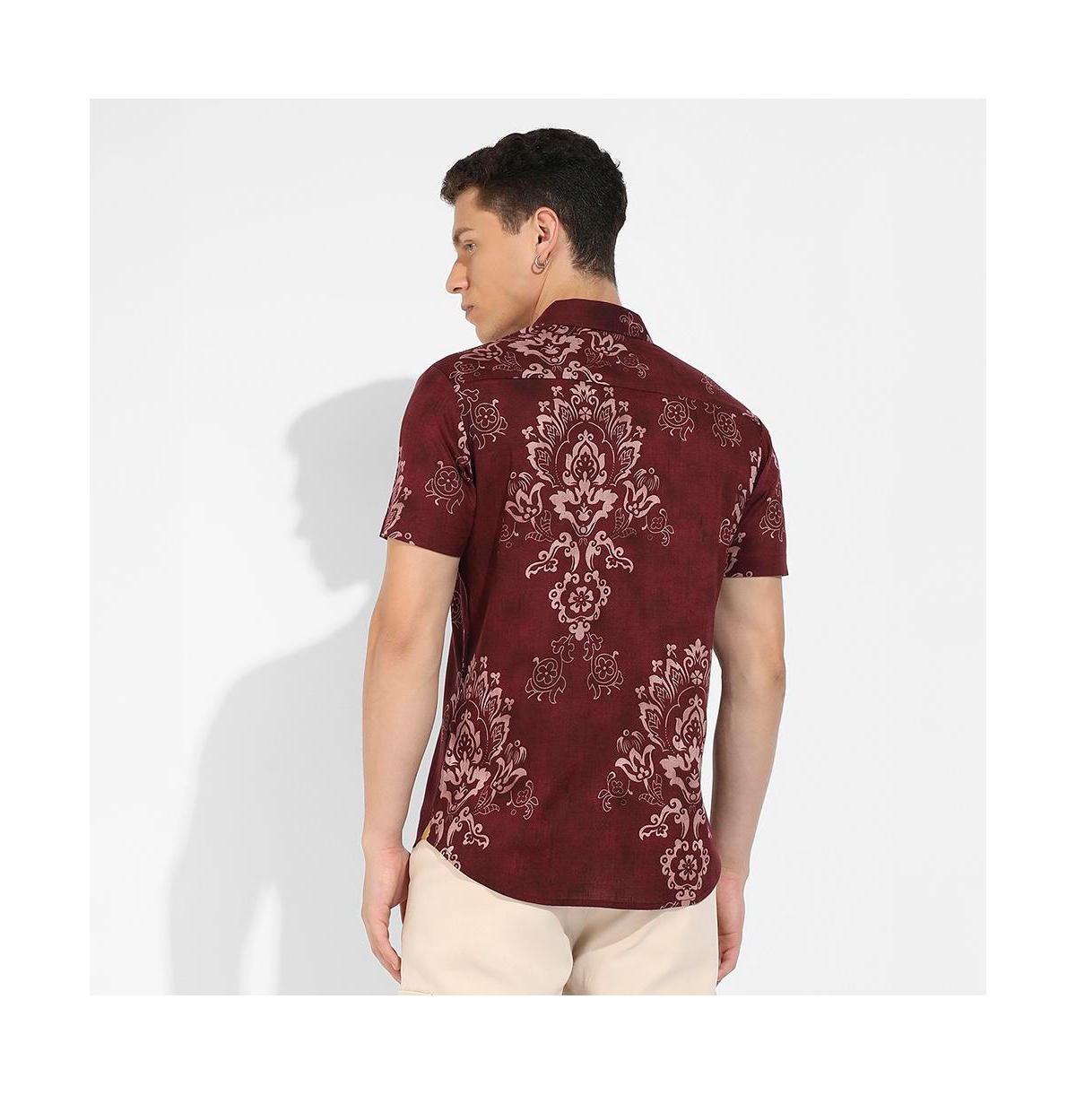 Campus Sutra Men's Brown Ethnic Motif Shirt