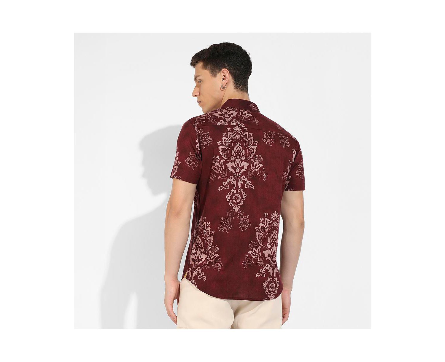 Men's Brown Ethnic Motif Shirt