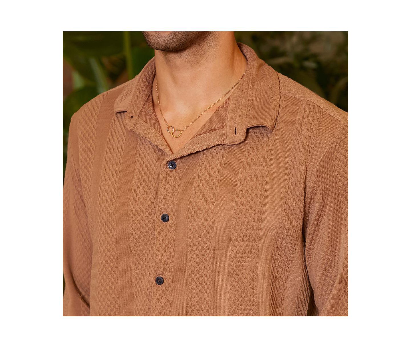 Мужская рубашка Cahoot Campus Sutra Tan Brown Scale-Tactile, цвет: Коричневый — фото 5