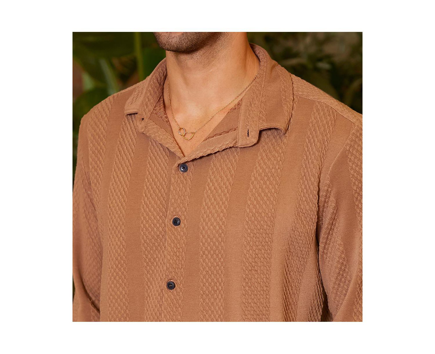 Men's Tan Brown Scale-Tactile Shirt