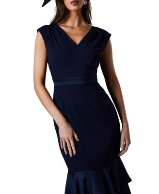 Women's Satin Back Crepe Peplum Dress