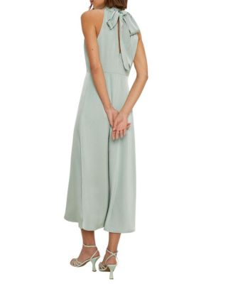 Women's Satin Halter Neck Midi Bridesmaid Dress