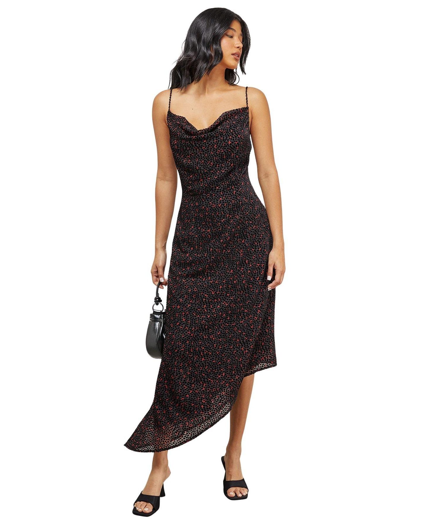 Women's Spot Devore Cowl Neck Maxi Dress.