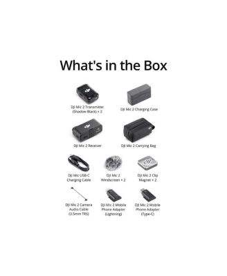 Mic 2 Wireless Microphone System with 2 Transmitters, 1 Receiver, Charging Case, Noise Cancelling, for iPhone, Android, Camera