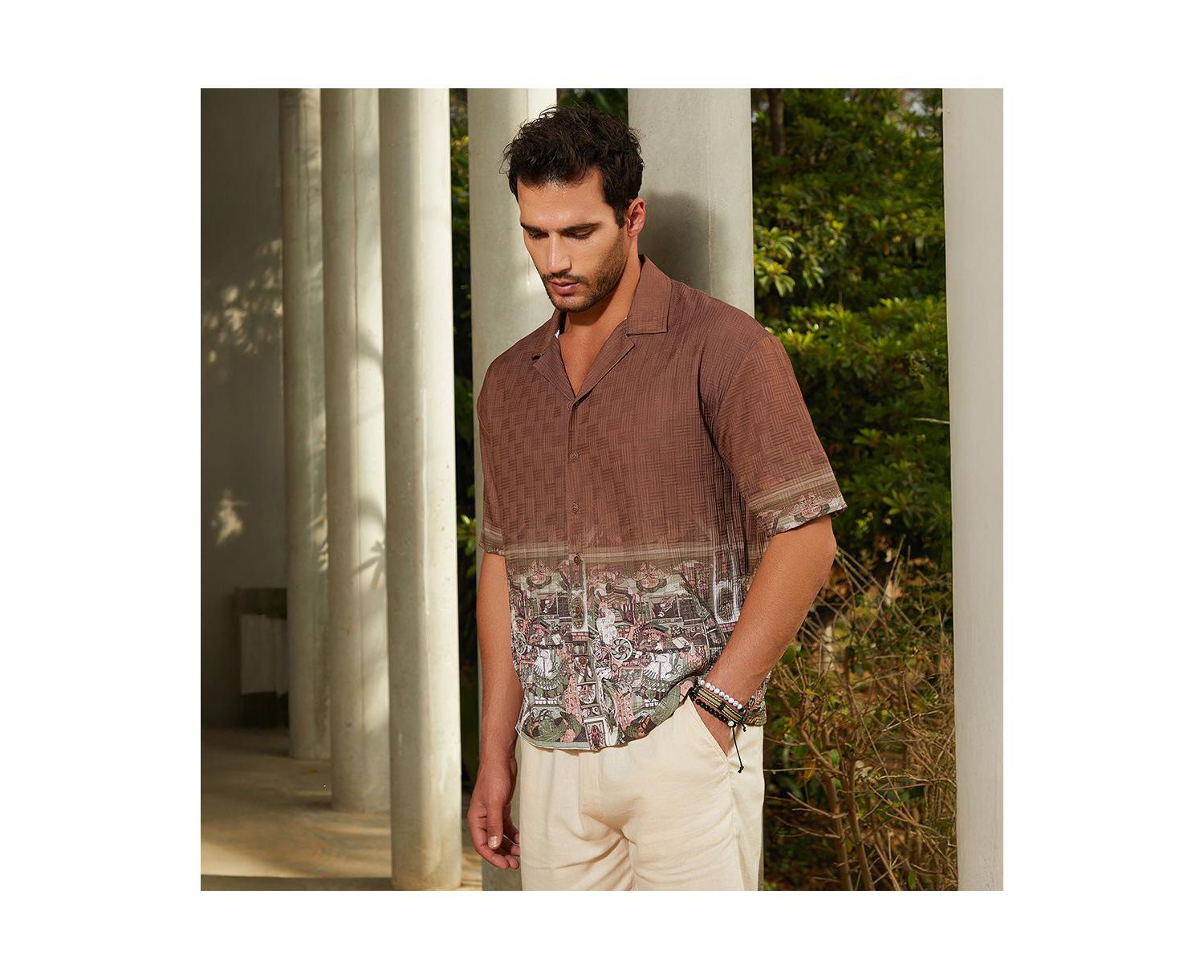 Men's Ash Brown Indie-Ombre Oversized Shirt