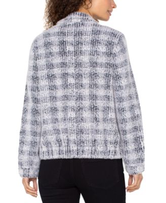 Women's Long-Sleeve Collared Bomber Sweater Jacket